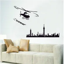 Мультипликационные наклейки на стену для спальни, гостиной, детской комнаты, наклейки на стену, съемные наклейки на стену, Dream Sky, маленькие самолеты JM8216