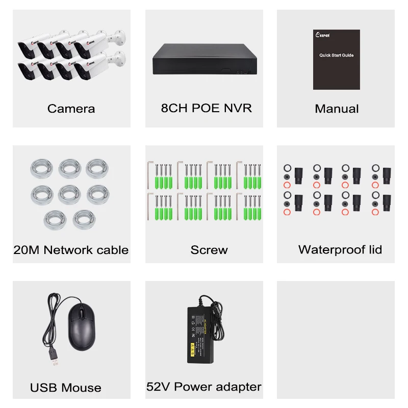 2020 New 8CH 5MP POE-Pro camera Kit 1944P CCTV Camera System 5MP Outdoor Waterproof Camera POE Security Video Surveillance Set