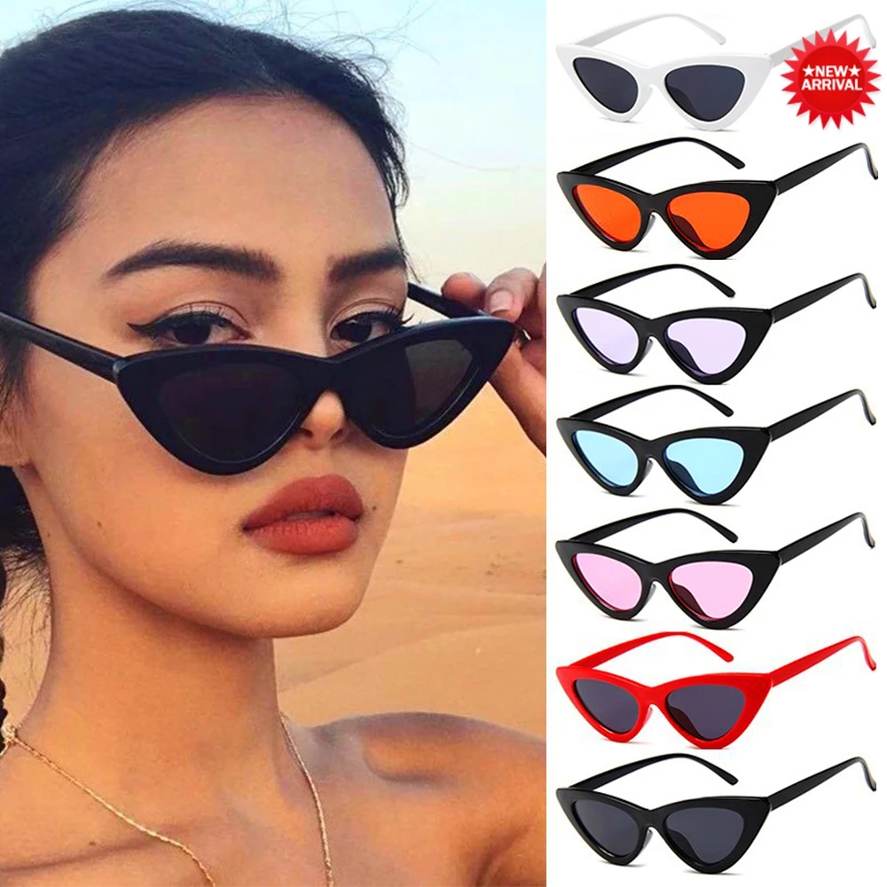 Gafas de sol con forma de ojo de gato para mujer, anteojos de sol femeninos, de marca de diseñador, con espejo negro, triangular, con protección UV400, 2021