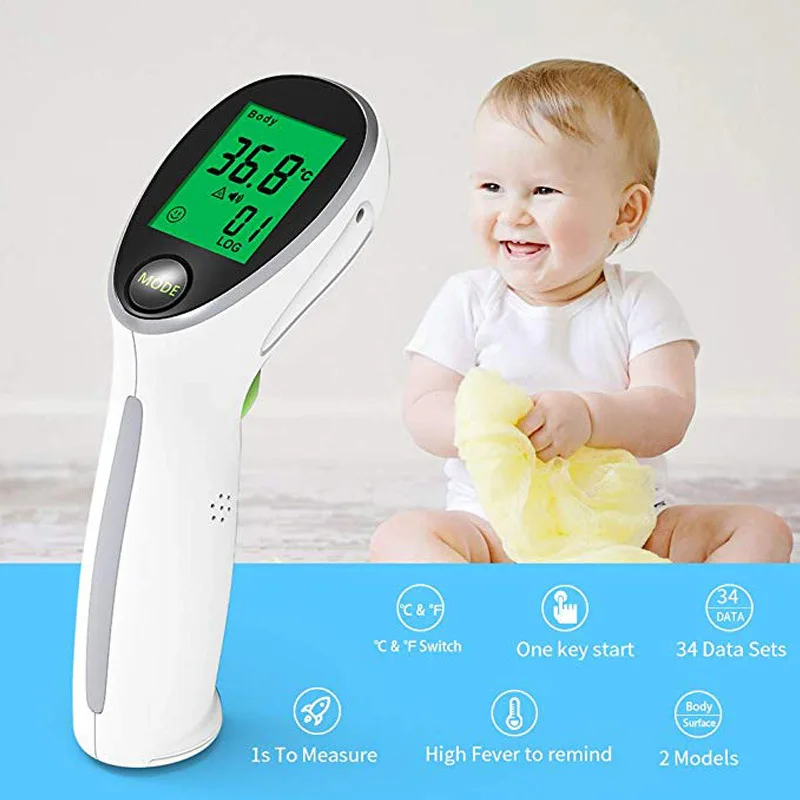 Детский термометр, цифровой термометр для измерения температуры тела, Бесконтактный инфракрасный ЖК-светильник, термометр для взрослых, Прямая поставка