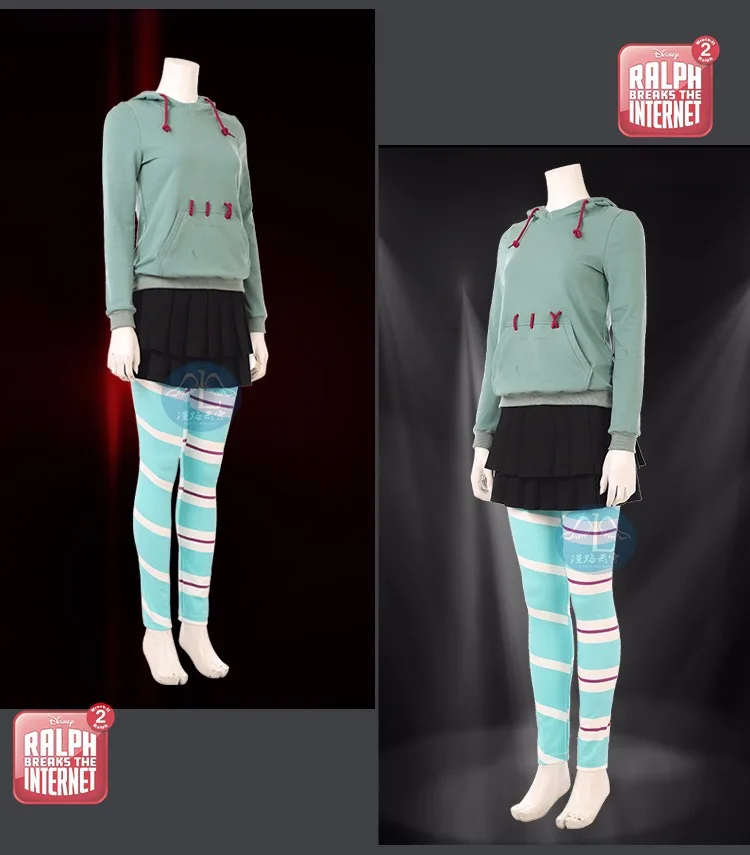 Фильм Ральф брейк интернет; Wreck-It Ральф 2 Vanellope Von Schweetz косплей костюм дети Hoddies Хэллоуин костюм
