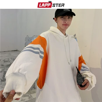 

LAPPSTER Men Japanese Streetwear Hooded Hoodies 2020 Mens Oversized Harajuku Patchwork Sweatshirts Male Fashions Casual Hoodie