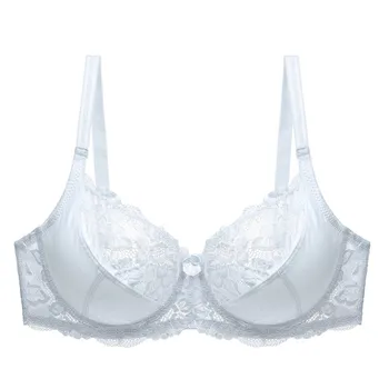 

Women Solid Color Underwear Sexy Lace New Transparent Bra Flower Bow Steel Support Non Adjustable Fashion Underwear