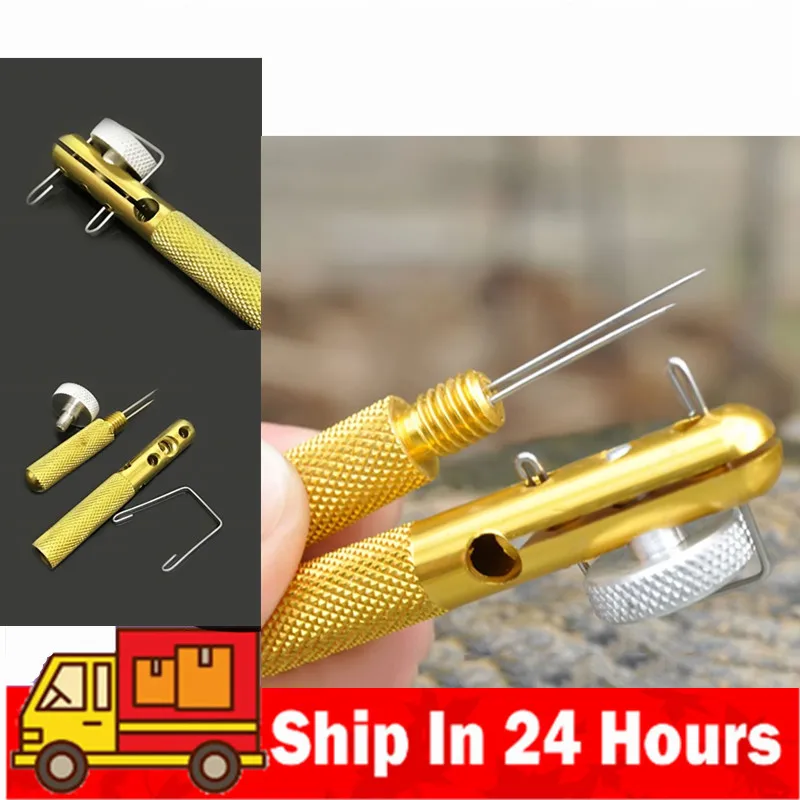 

1Pc Aluminum Fishing Line Strand Knotter Double-headed Needle Knots Tier Hook Tie Device Outdoor Fishing Tools Support Wholesale