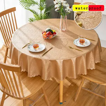 

Round PVC Tablecloth Euro Style Waterproof Oilproof Soft Kitchen Dinner Table Cover Big Size Hotel Banquet Wedding Decor
