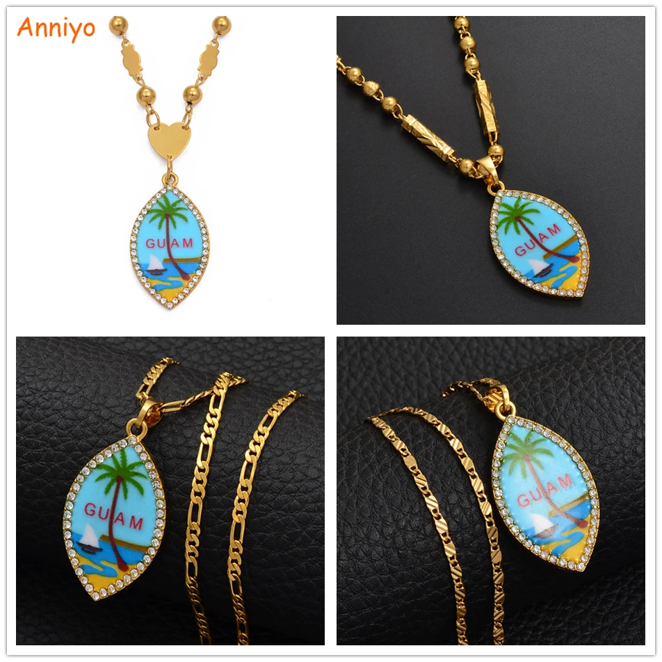 Anniyo Guam кулон в форме флага ожерелья для женщин девушек мужчин золотой цвет Микронезия Гуам этнические ювелирные изделия#215306