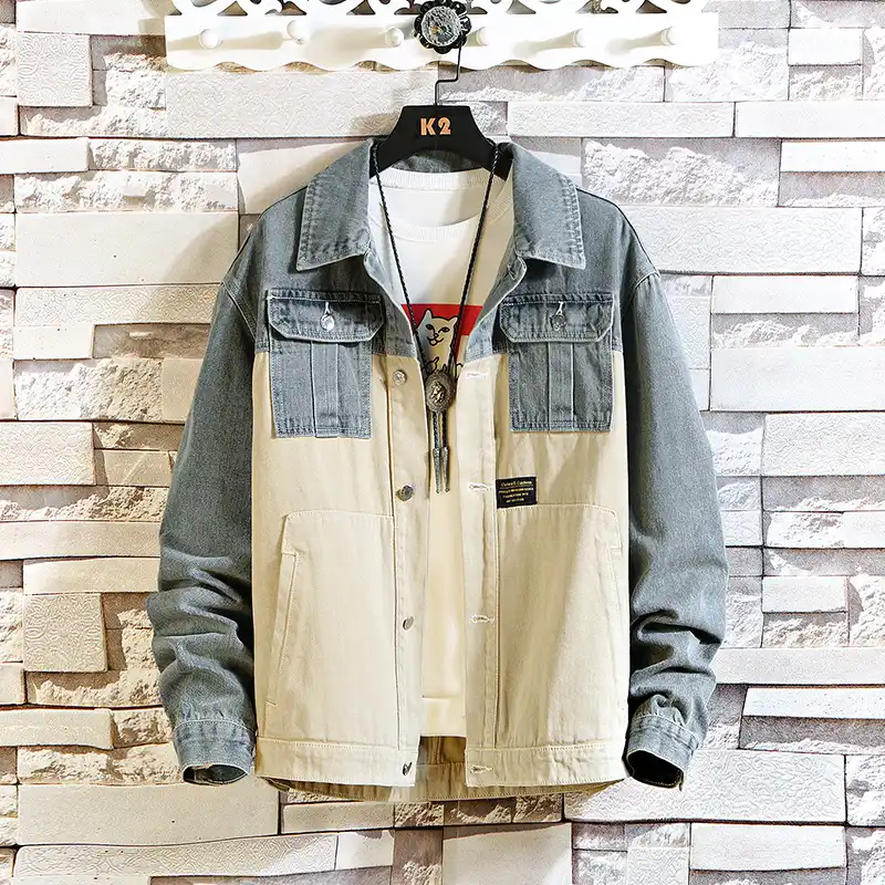 multi colored jean jacket mens