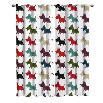 

Cute Colorful Pet Dog Window Curtains Home Decor Kitchen Items Curtain Panel Curtains for Living Room