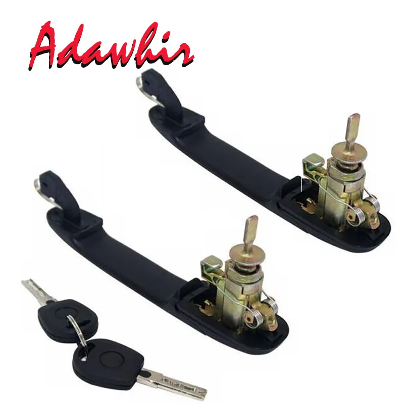 

2PCS 6K0837205 6K0837206 FRONT LEFT RIGHT DOOR HANDLE WITH LOCK BARREL FOR VW SHARAN 1995-2010 33MM PIN LENGTH