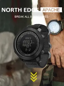 Мужские спортивные цифровые часы NORTH EDGE, часы для бега, плавания, военные армейские часы, альтиметр, барометр, компас, водонепроницаемые, 50 м