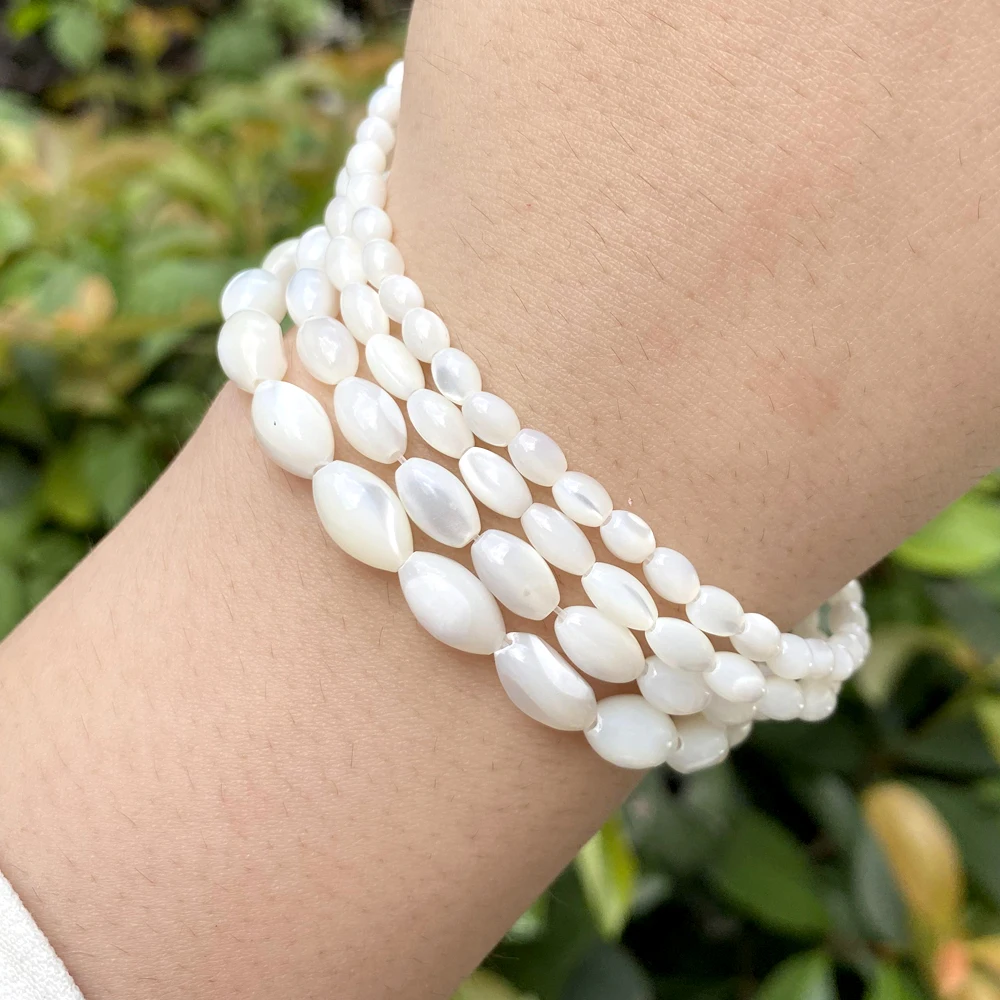 Loose Beads White Oval Natural Sea Shell Beads for Jewelry Making