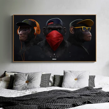 

DDHH Poster Home Paintings Wall Art Canvas Print Animal Picture Wise Swag Chimp Painting For Living Room Home Decor No Frame