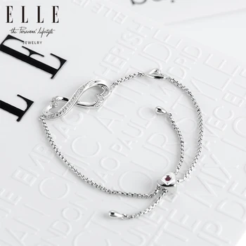 

ELLE Bracelets heart-to-heart 925 Silver Bracelet Inlaid Zircon Fashion Gemstone For Girlfriend Gift Birthday Gift Pulseras