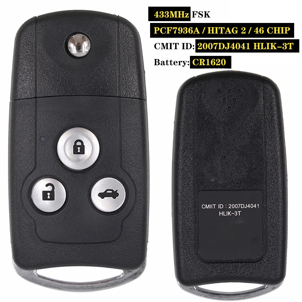 CMIT ID: 2007DJ4041 HLIK-3T дистанционный ключ 433 92 МГц FSK 3BTN Складной автомобильный ID46 для | Ключ от авто -4001142223106