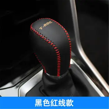 

Car styling for Volkswagen T-Roc 2018 2019 Car-covers Car interior leather gear handle lever protection sleeve gear cover