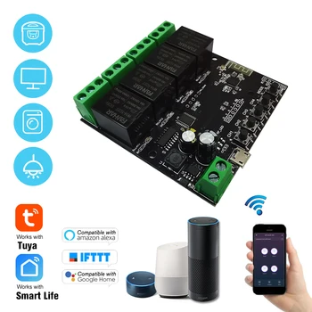 

Tuya 4CH Smart Home WiFi Switch Smart Home Wireless Relay Module Timin Function Remote Switch for Android/IOS APP Remote Control