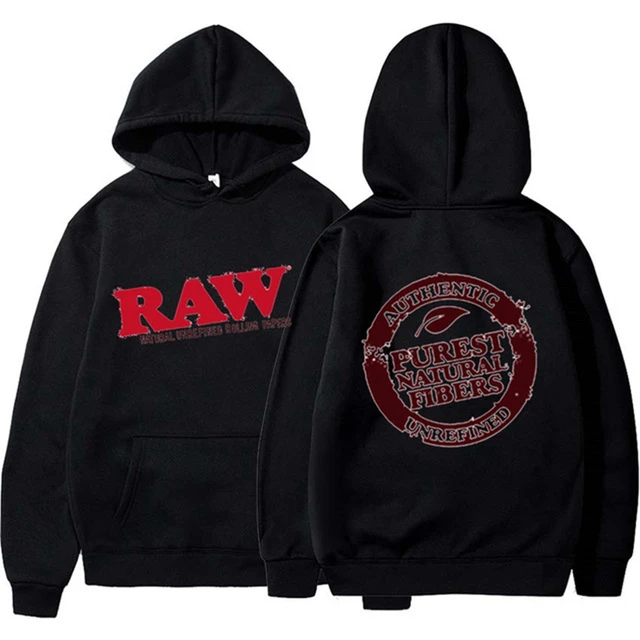 RAW Fashion Hoodie Men's Sweatshirt Polar Fleece Hooded Harajuku Hip Hop Casual Men's Ladies Hoodie High Quality Pullover Hoodie black