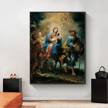 The Flight into Egypt by Jerónimo Ezquerra Printed on Canvas 2