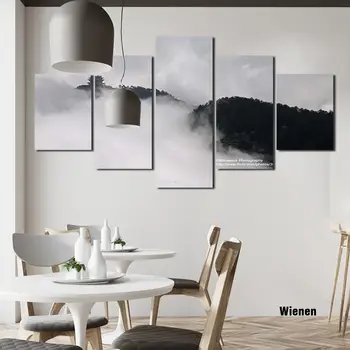 

5 Pieces Of Wall Art Picture Mountain Fog Landscape Home Decoration Frame Modern High Definition Printable Canvas Painting