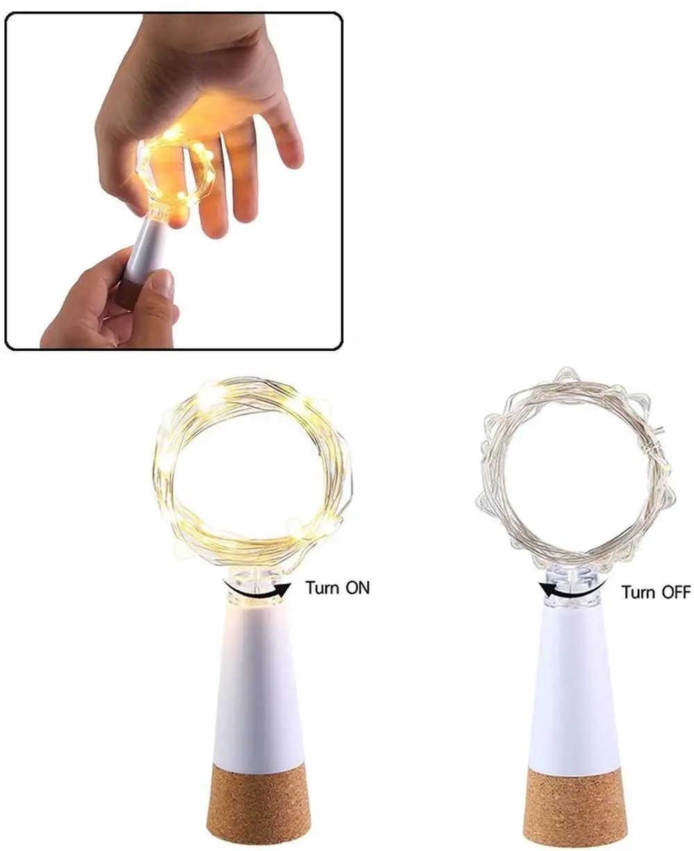 2m 20 LED 코르크 병 요정 빛 USB 충전식 침실 홈 파티 웨딩 크리스마스 실내 장식 문자열 램프