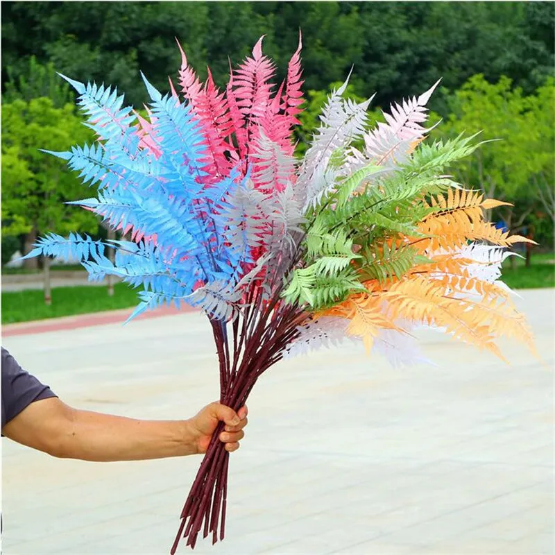 

10Pcs Fake Long Stem Persian Grass 37.8" Length Simulation Colored Persian leaf for Wedding Home Decorative Artificial Plants