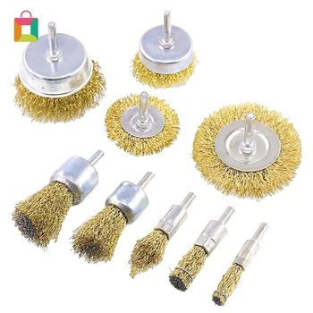 

9Pcs Brass Coated Wire Brush Wheel & Cup Brush Set Perfect For Removal Of Rust Reduced Wire Breakage Coated Wire Drill Cozy