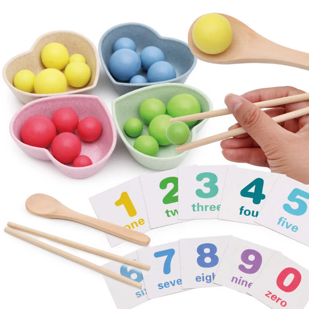 Kids Clamp Beads Matching Game Motor Skills Toy Chopsticks Training Early Learning Toys for 3-6 Ages Boys Girls