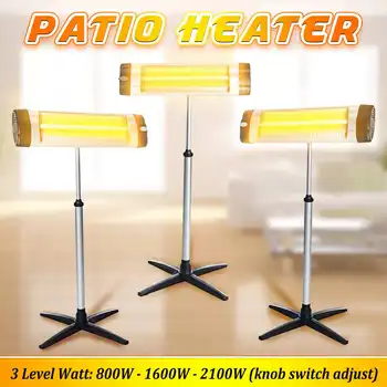 

3 Level Adjustable Patio Heater Multifunction Waterproof Air Heater Aluminum Courtyard Electric Heating For Deck Pool Area 220V