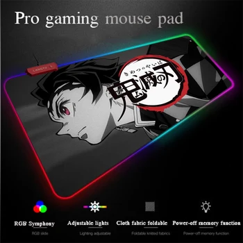 

Yuzuoan Anime Gaming MousePad Ghost Face Blade Table Mat Non-slip Rubber Lock-edge LED 7-Colorful Marquee RGB Gaming Mouse Pad