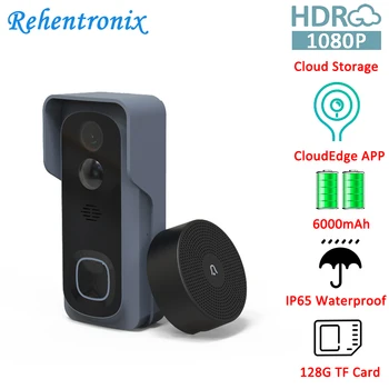 

Waterproof PIR Motion Detection 166 Wide Angle Rechargeable Battery WiFi Video Doorbell Camera with Chime