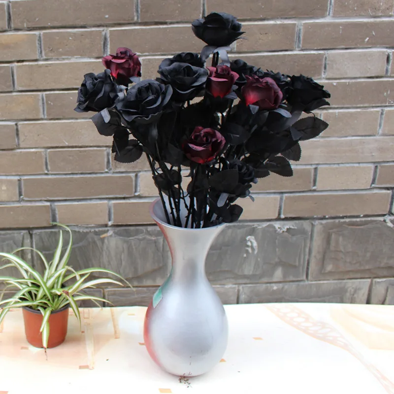 1PcLargeBlackRoseArtificialFlowersHandmadeDecoratedRoseDIY