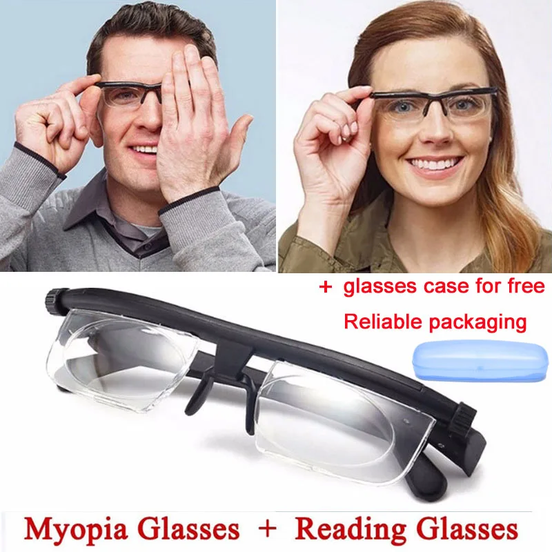 

Variable Vision Strength Male Female Glasses Correction Binocular Focus Adjustable Lens Reading Myopia Glasses Men Women Gafas