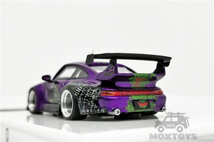 Timothy Pierre TP 1:64 Porsche RWB 993 Coupe Joker Purple GT Wing Model Car