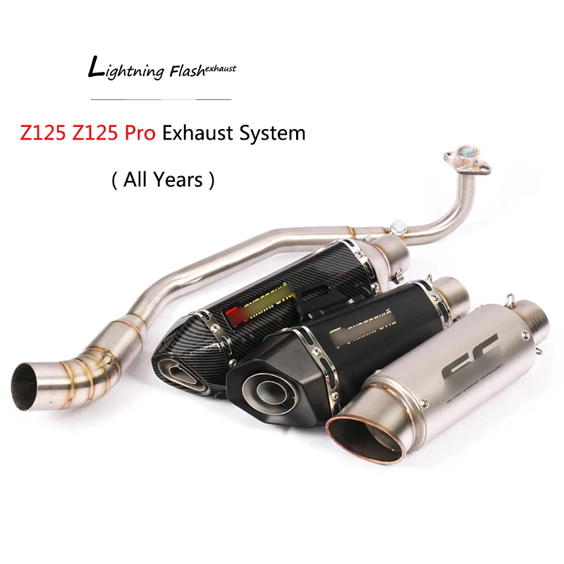 

Full Exhaust System for Kawasaki Z125 Pro Motorcycle Header Link Pipe Slip On 51 mm Muffler Rear Escape Removable Db Killer Tips