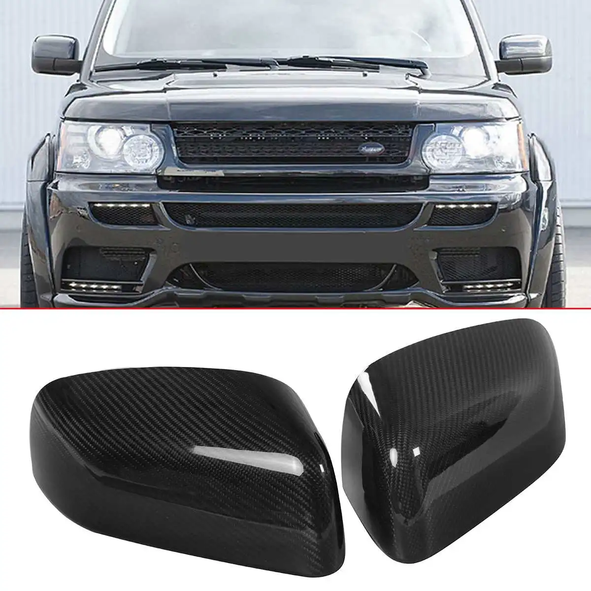 

A Pair Real Carbon Fiber Add-On Car Rear View Side Mirror Cover Caps For Land Rover For Range Rover Sport Freelander LR4