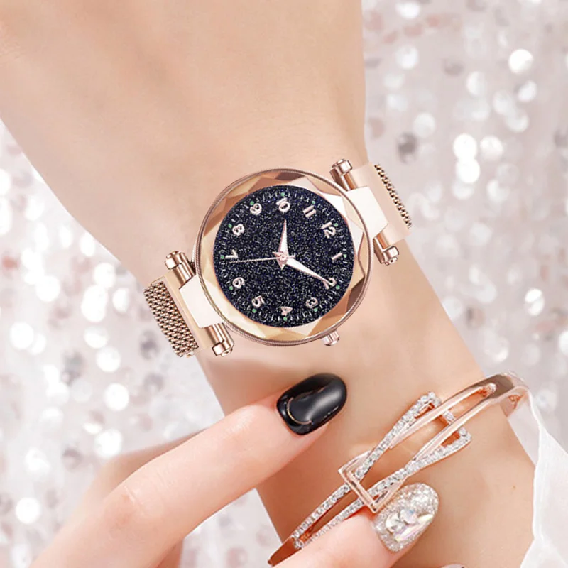 

WJ-8481 Orologio Women Watch Fashion Diamond Ladies Starry Sky Magnet Watch Luxury Quartz Wristwatch For Gift Clock Female 2019