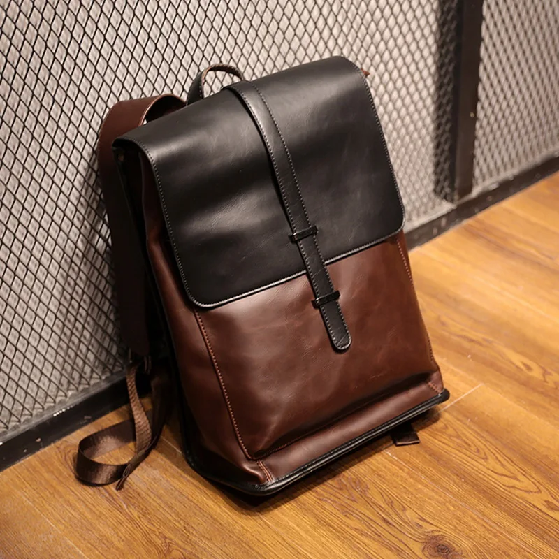 Винтажные кожаные рюкзаки для ноутбука мужские из мягкой искусственной кожи