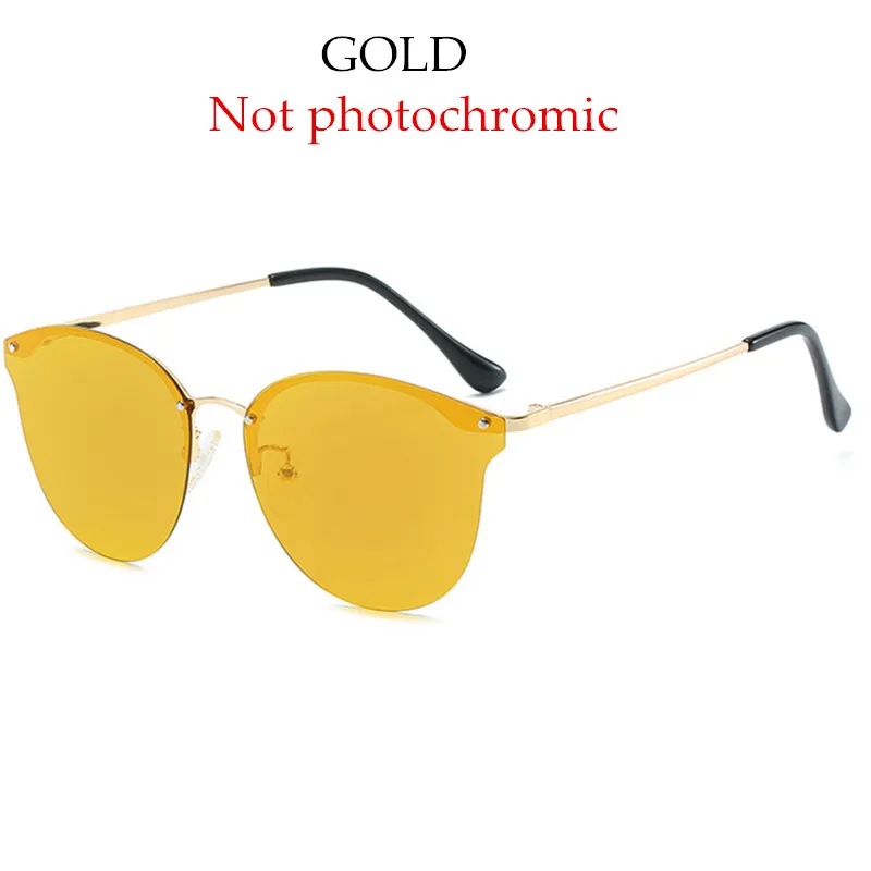 YOOSKE фотохромные Солнцезащитные очки женские поляризованные водительские солнцезащитные очки «кошачий глаз» Дамский фирменный дизайн наполовину оправа для очков UV400 - Цвет линз: gold