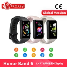 Honor-pulsera inteligente Band 6, reloj inteligente deportivo resistente al agua con Bluetooth, control del ritmo cardíaco durante el sueño, llamadas de música y natación AMOLED