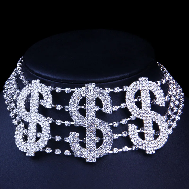 Stonefans Большие Деньги Доллар горный хрусталь Броское ожерелье-чокер женские модные Кристаллы Воротник ожерелье цепь вечерние ювелирные изделия