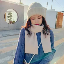 Утолщенная Лыжная шапка для девочек, новая модная зимняя женская шапочка, женские шапки Skullies, теплый шарф, вязаная шапка, комплект