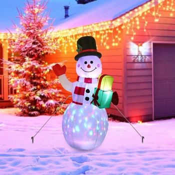 

5ft Christmas Inflatables Blow Up Yard Decorations Snowman Xmas Inflatable With Rotating Led Lights Christmas Decorations