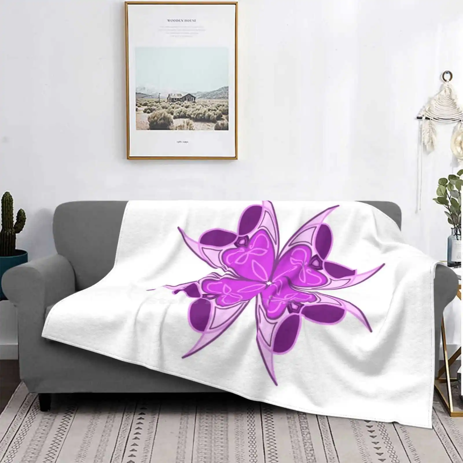 Flower Power For Home Divano Letto Campeggio Auto Aereo Viaggio Coperta Portatile Rosy Rosy Pink Ladies Cute Kawaii Granny Smith Fruit