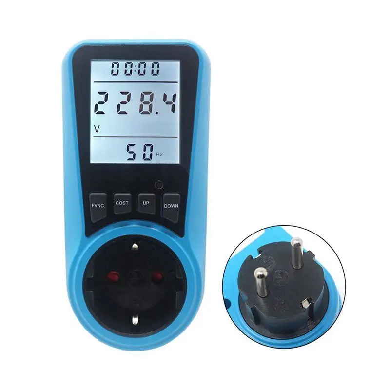 

Ac Power Meter Socket Digital Wattmeter Watt Energy Meter Timer Eu Plug