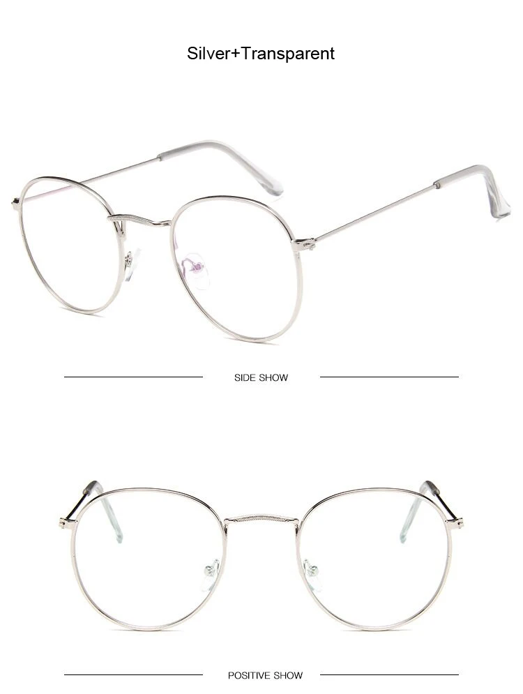 Винтажные круглые очки с прозрачными линзами, Модные Золотые круглые очки с металлической оправой, оптические очки для мужчин и женщин, оправа для очков, поддельные очки