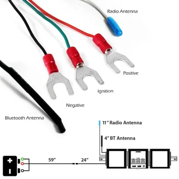 

Waterproof Bluetooth Wireless Motorcycle Stereo Speaker MP3 Audio System USB 2.0 AUX SD Radio MicroSD Slot Clock Display