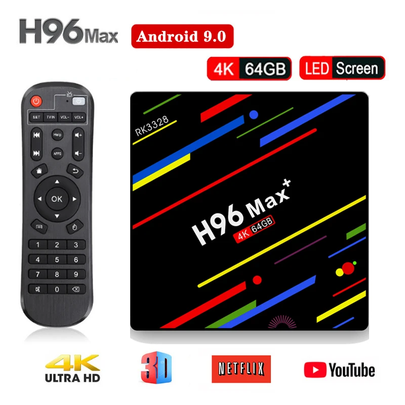 H96 Max plus Android 9 0 ТВ приставка RK3328 4 ГБ 32 64 Гб USB 3 2 4G/5G H.265 двойной wifi Bluetooth 4K HD max +