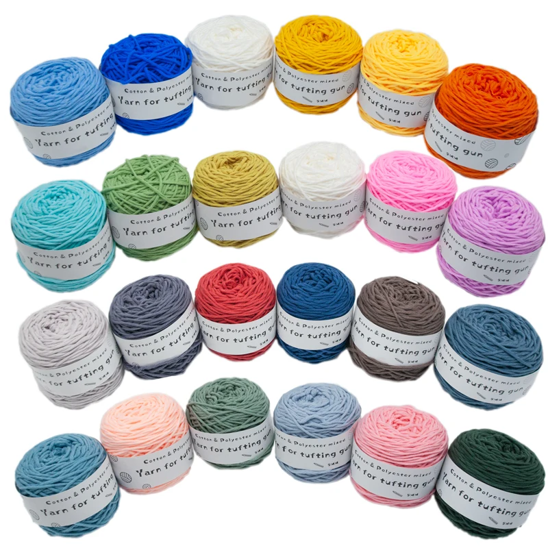 100M 솔리드 터프팅 원사 8 가닥 5mm 원사 러그 용 터프팅 건용 면사 69Color Cotton Knitting Yarn