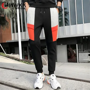 

WWKK Autumn Stretchy Wear Esistant Joggers Pant Men's Fashion Wide Leg Sports Harem Pants Loose Drawstring Clothing Elastic Male