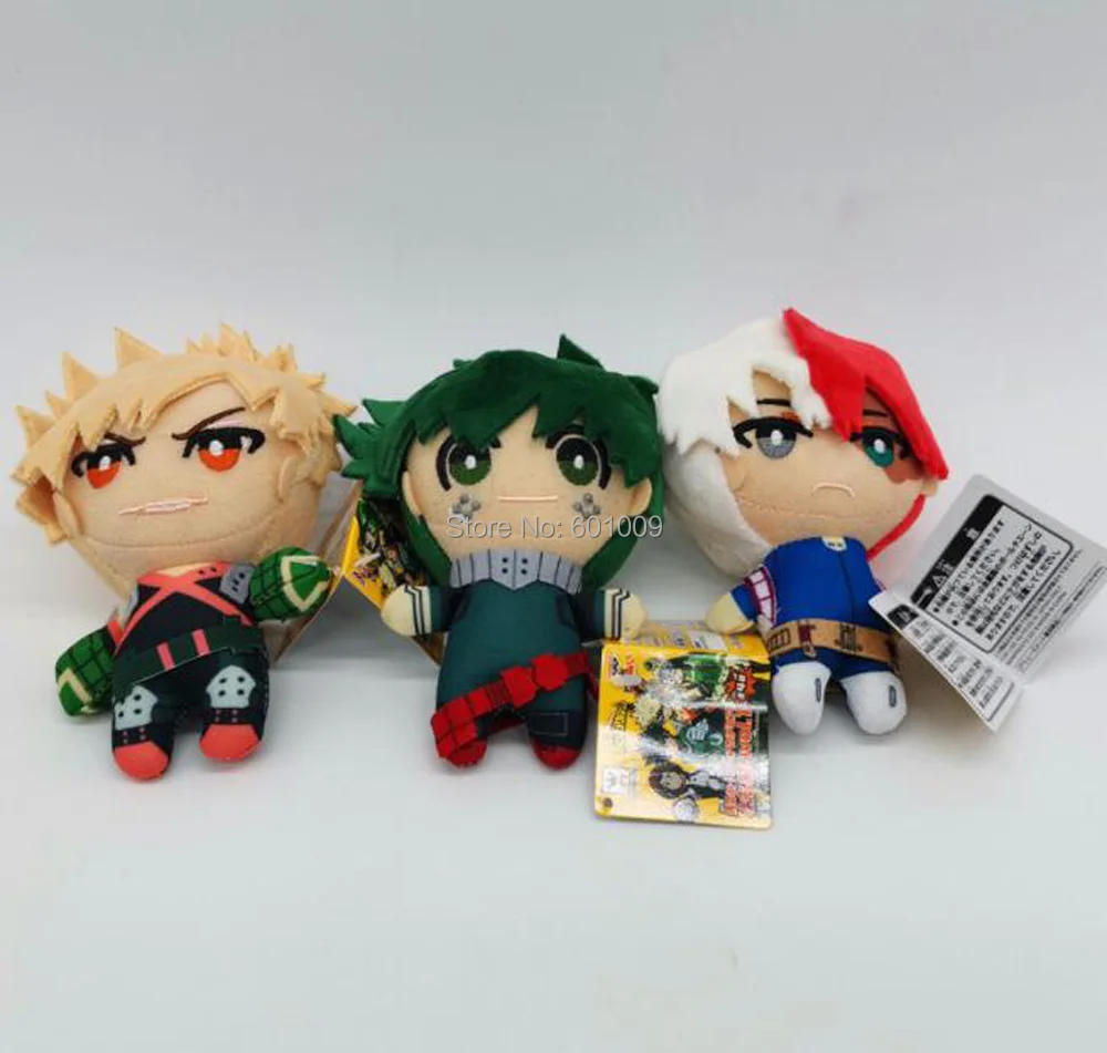 3PCS My Hero Academia Bakugou Katsuki Todoroki Shoto Midoriya Izuku 13CM Plush Doll Toys Retail